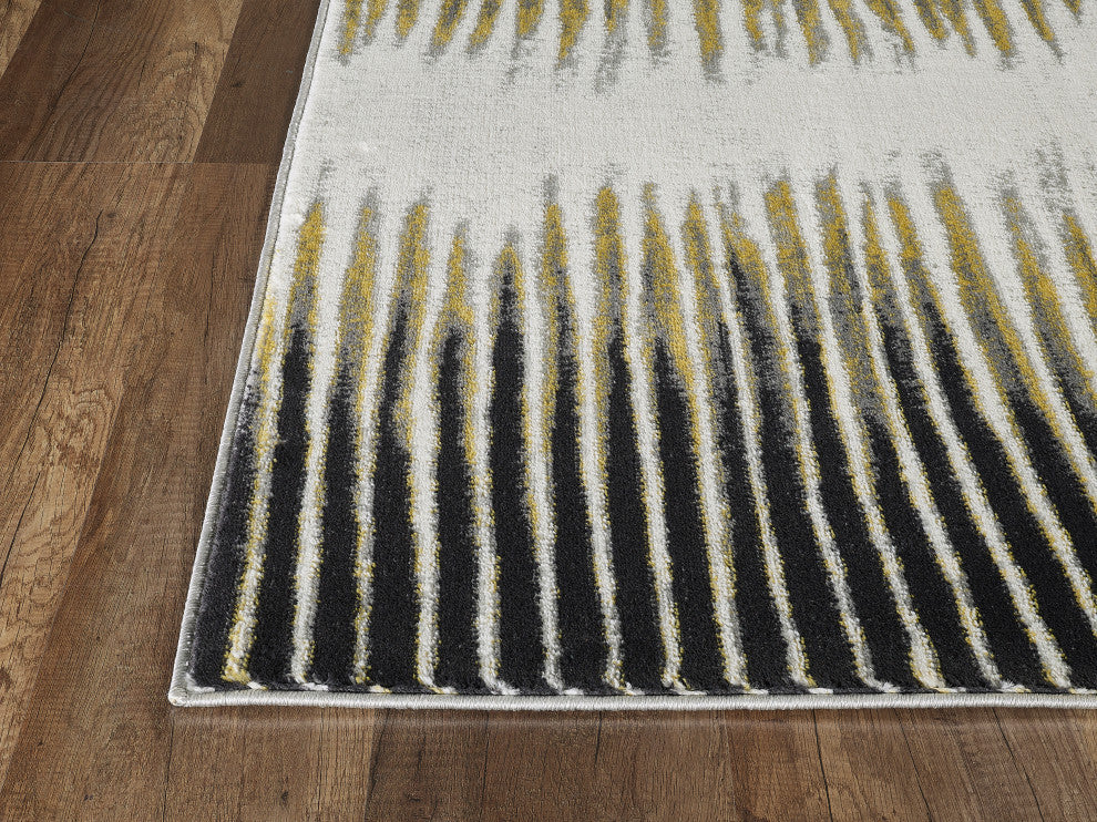 Abani Laguna LAG180A Abstract Striped Yellow and Grey Area Rug