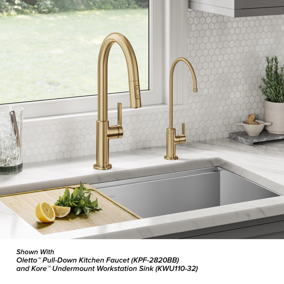 KRAUS Oletto 1-Handle Drinking Water Filter Faucet, Brushed Brass