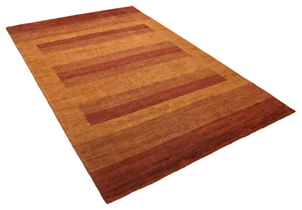 HAND KNOTTED LOOM SILK ECO-FRIENDLY RUGS-8'x10',Rectangle,Orange,Contemporary