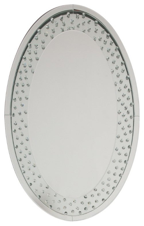 Benzara BM185404 Accent Wall Mirror with Round Crystal Inserts