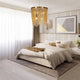 LNC Tracienuri 7-Light Gold Modern Spiral Tiered Chandelier, Rain Chains, Loose Chains