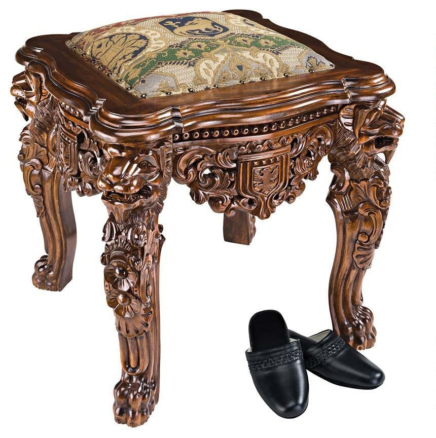 35Lbs. European Lord Raffles Lion Leg Gothic Gold Stool