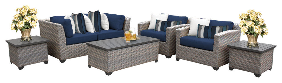 Florence 7 Piece Outdoor Wicker Patio Furniture Set 07d
