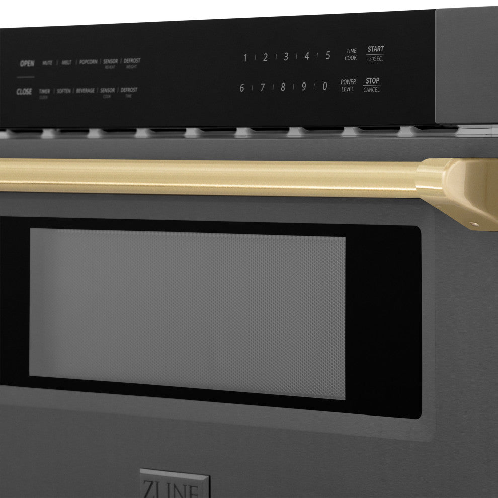 Microwave Drawer, Black Stainless Steel and Champagne Bronze, MWDZ-30-BS-CB