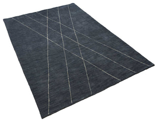 HAND KNOTTED LOOM WOOL ECO-FRIENDLY AREA RUGS - Rectangle, Charcoal, Geometric