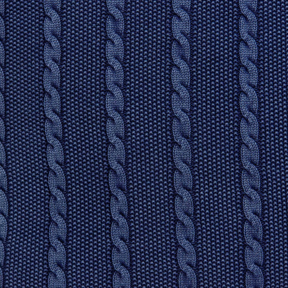 HomeRoots Casual Sweater Knit Blue Stripe Accent Pillow Cover