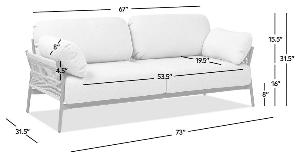 Jasper 73" Weaving Outdoor Patio Sofa, Wheat Beige