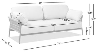 Jasper 73" Weaving Outdoor Patio Sofa, Wheat Beige