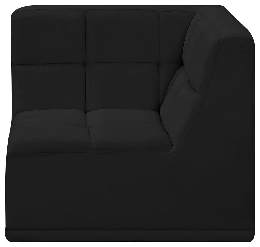 Relax Velvet Upholstered Corner Chair, Black