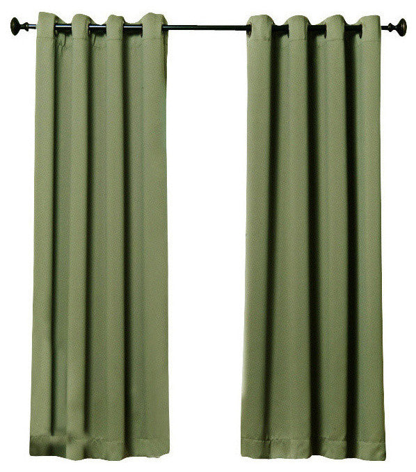 Solid Grommet Top Thermal Insulated Blackout Curtains, Olive, 63"