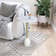 Sofa Side Table, Round, Artificial Marble, Iron Metal, White, Gold, Hospitality