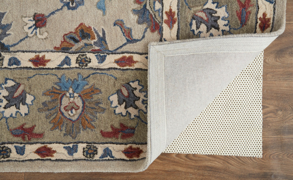 Weave & Wander Mattias Persian Rug, Stone Gray/Red/Blue, 8' X 10'
