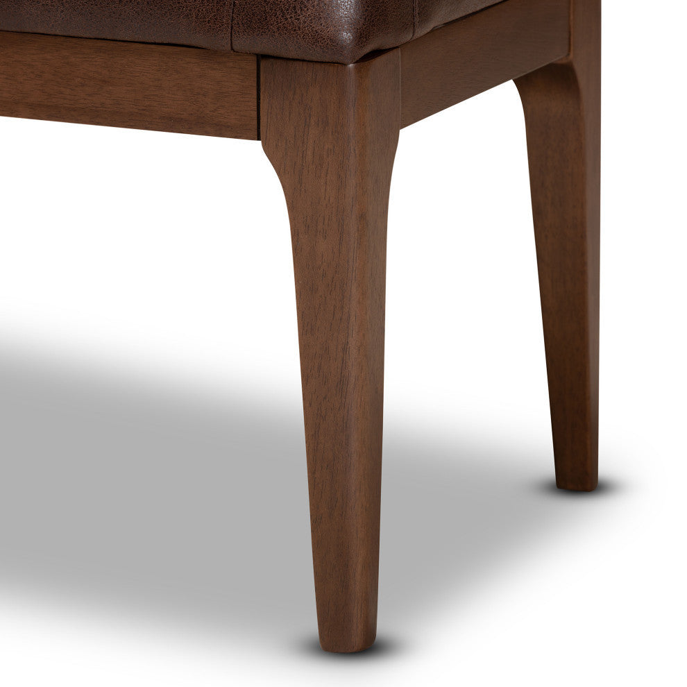 Kiyoko Mid-Century Dining Bench, Dark Brown