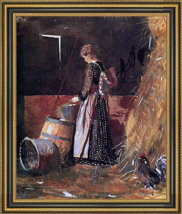 Winslow Homer Fresh Eggs Framed Premium Canvas Print, 20"x25"