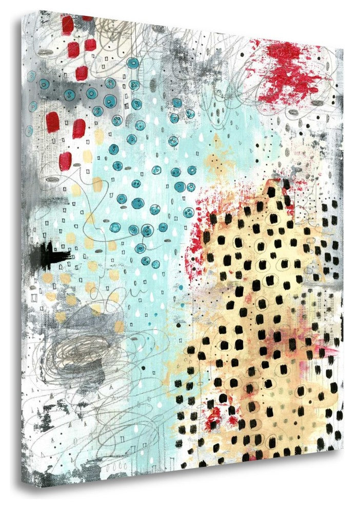 "Black Spots Abstract" By Sarah Ogren, Giclee Print on Gallery Wrap Canvas