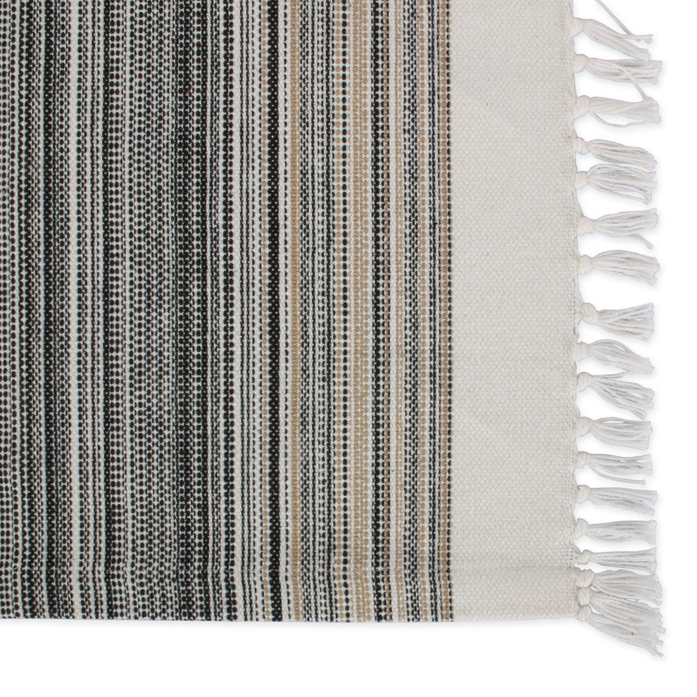 Black Striped Fringed Placemat Set of 6