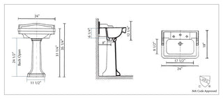 Cheviot Products Essex Pedesta Sink, 8" Faucet Drilling