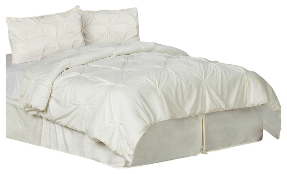 Pintuck Plush 3-PC Complete Comforter Set, Cream, Full, 4-Pc