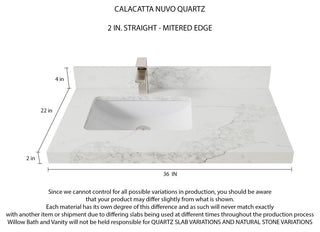 Madison Teak 36 Left Offset Bath Vanity in Dark Natural 2" Calacatta Nuvo