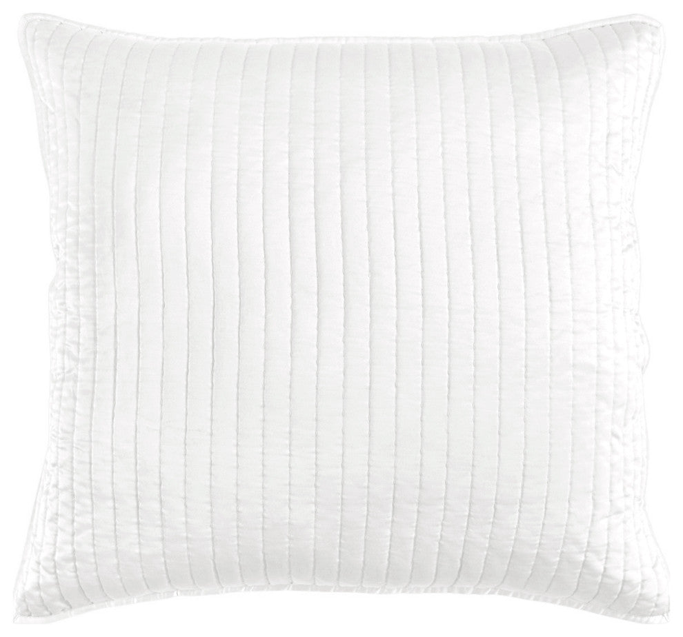 Satin Channel Quilted Euro Sham, 27"x27", 1 Piece, White