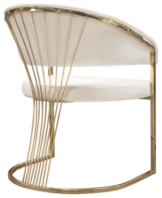 Solstice Dining Chair, Cream Velvet With Polished Gold Metal Frame