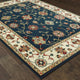 Karaman Floral Traditional Navy/ Ivory Area Rug, 9'10"x12'10"