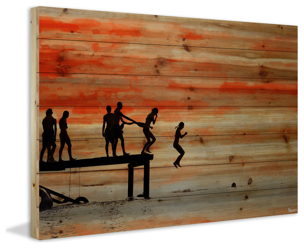 "Caught Ya" Print on Natural Pine Wood, 36"x24"