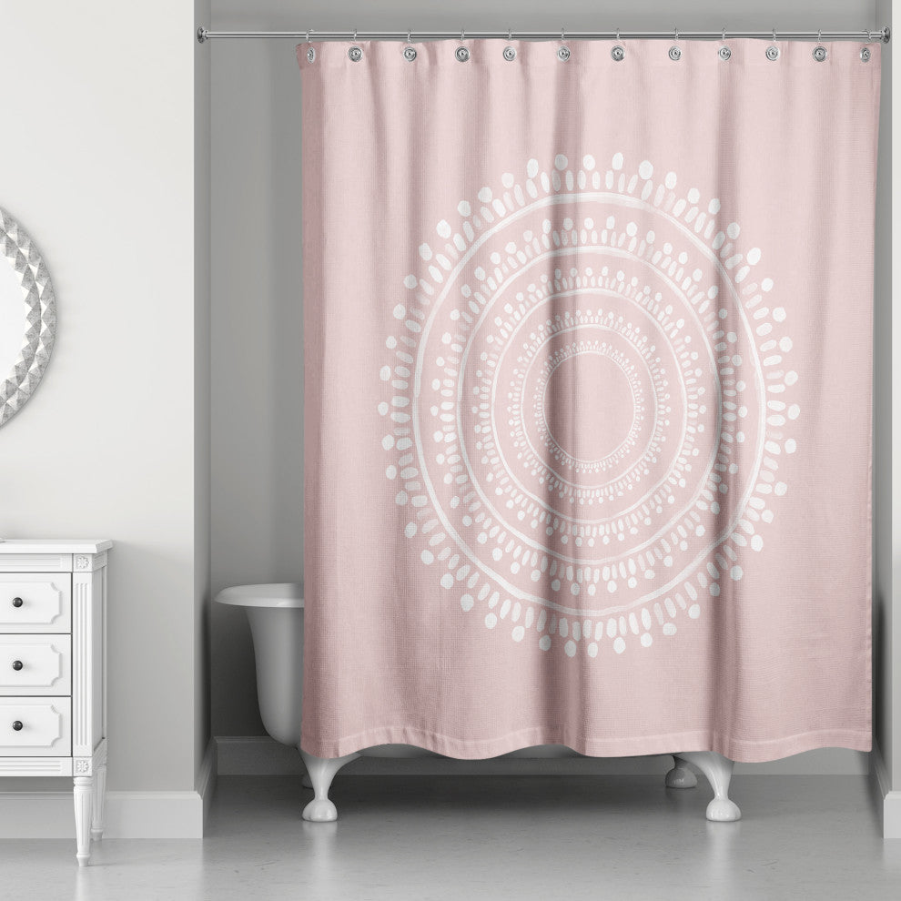 Centered Pink Boho Circle 71x74 Shower Curtain