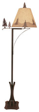 Burnt Sienna Swing Arm Floor Lamp With Trees and Pinecone Silhouette Shade