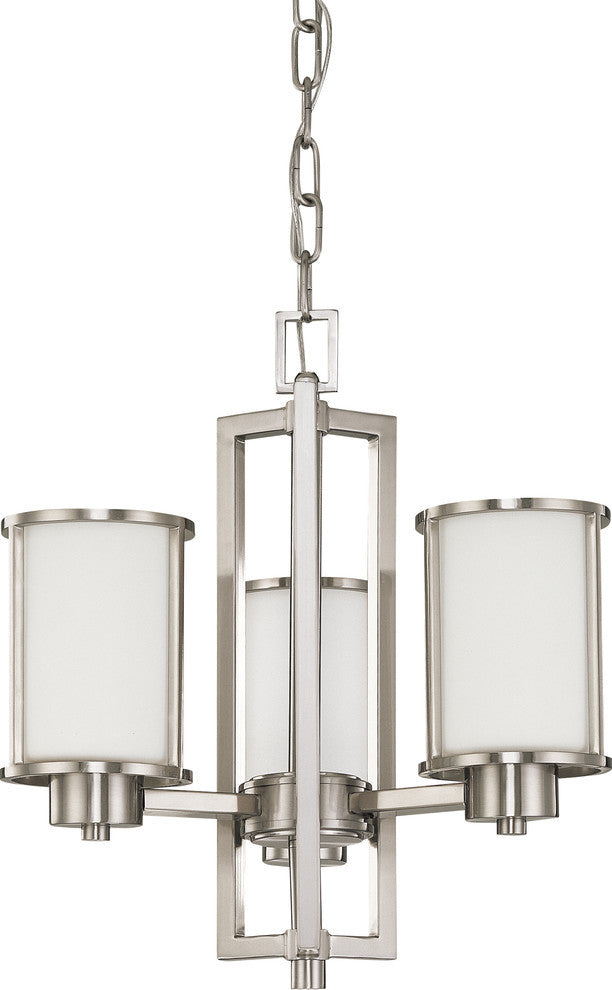 Odeon 3 Light - Convertible Up and Down Chandelier With Satin White Glass