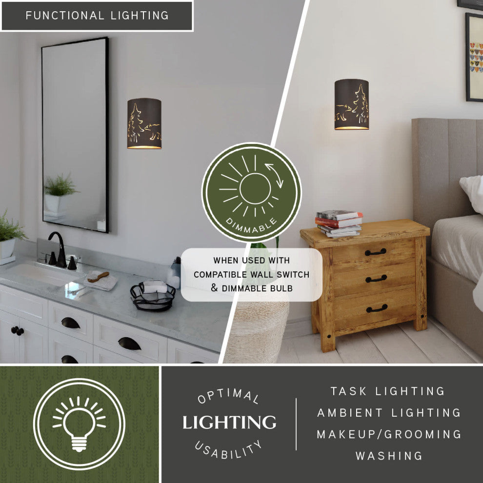 Katmai 5" Wall Light Noble Bronze and Brass Gold