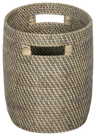 Loma Rattan Oval Magazine Rack, Gray-Brown