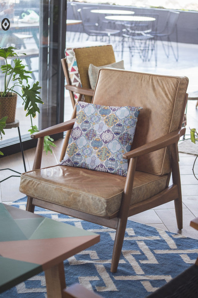 18 Orange Blue Trellis Suede Throw Pillow