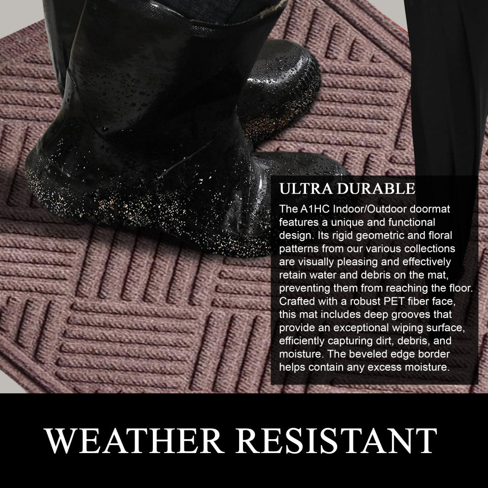 A1HC Superior Absorbant Polypropylene Doormat, Chocolate Brown Checkered, 24"x36"
