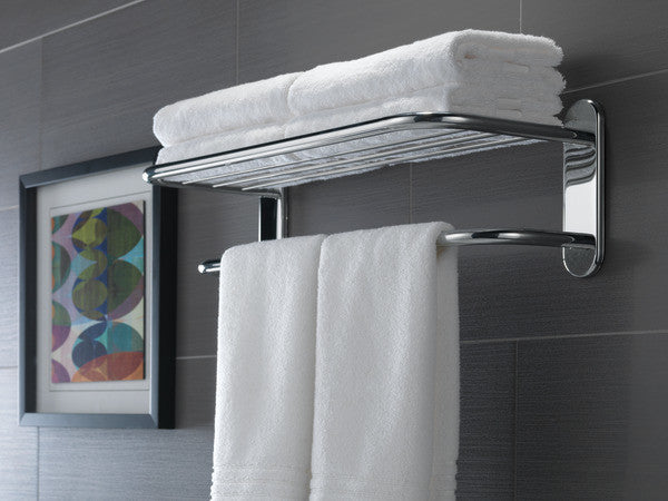 Delta Brass Towel Shelf With Single Bar Concealed Mounting, Polished Chrome, 24"