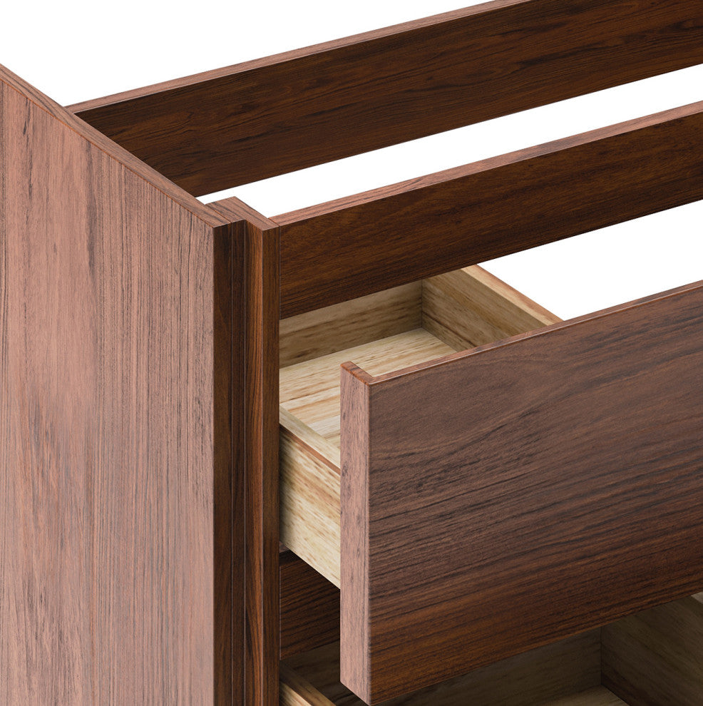 Formosa Wall Hung Modern Bathroom Cabinet, Warm Walnut, 23"