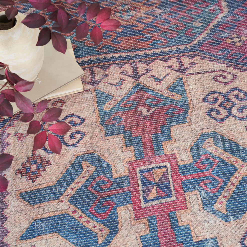 Nicole Curtis Nc Series 1 5' x 7' Red/Navy Machine Washable Area Rugs