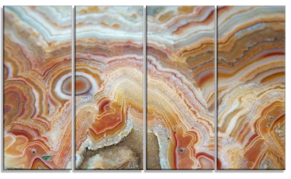 Strips and Ovals on Agate, Abstract Canvas Wall Art Print, 48"x28", 4 Panels