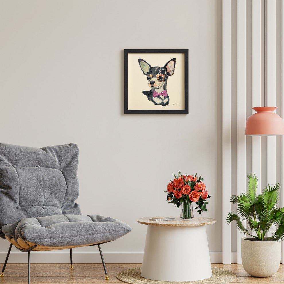 Chihuahua Dog Dimensional Handmade Collage Wall Art Framed Under Glass