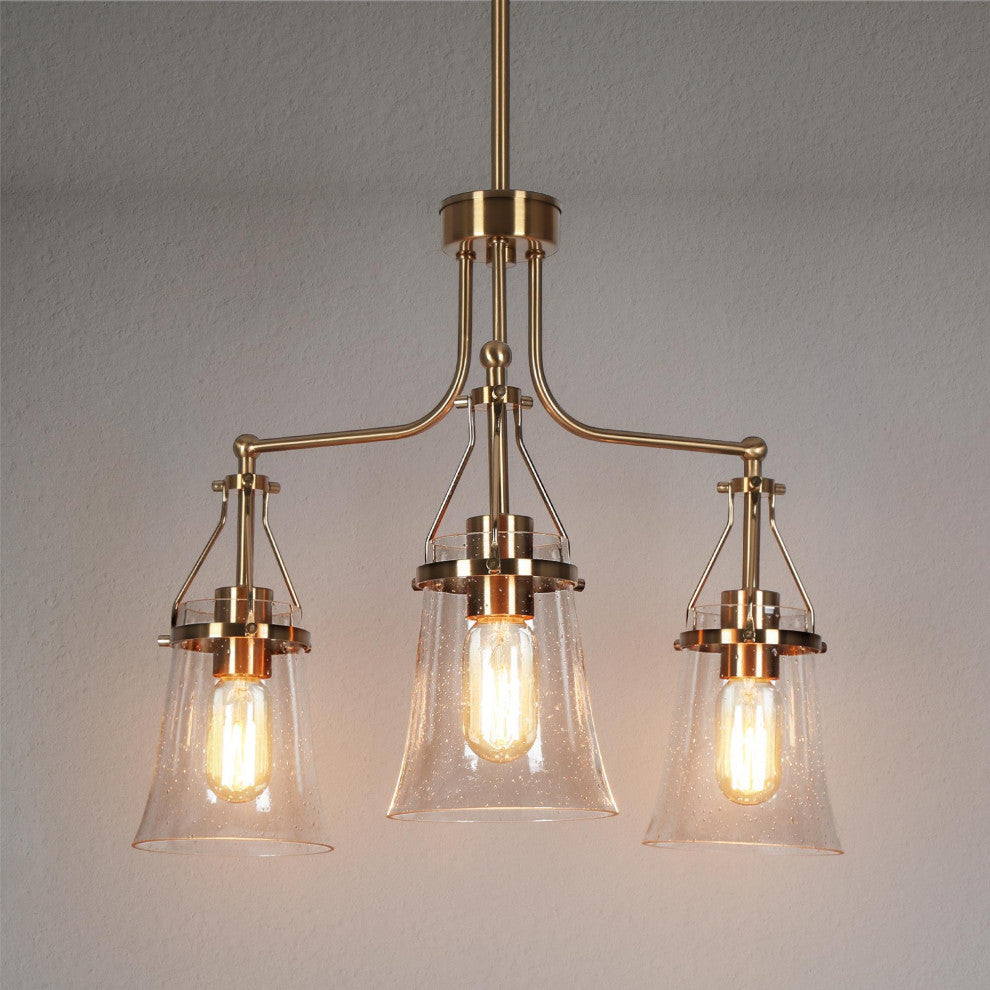 LNC 3-Light Polished Gold Linear Modern/Contemporary Chandelier