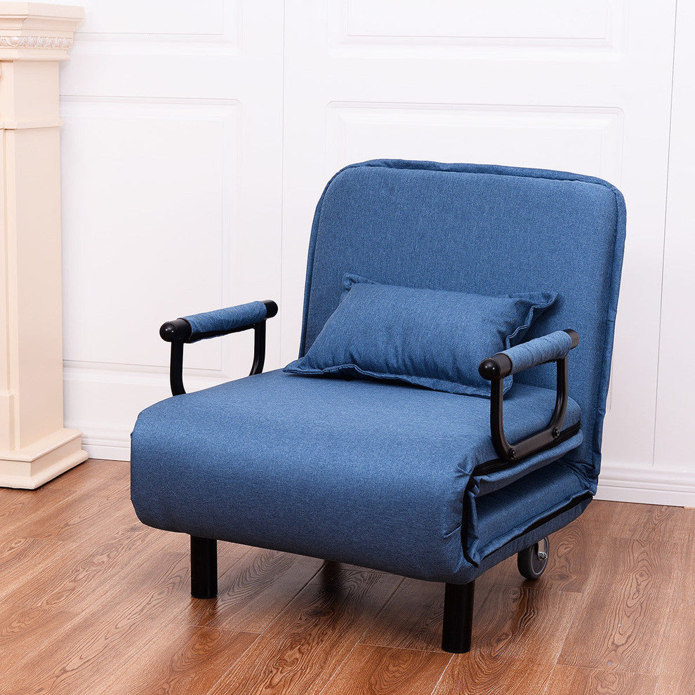 Costway Convertible Sofa Folding Arm Chair Sleeper Recliner Lounge Couch