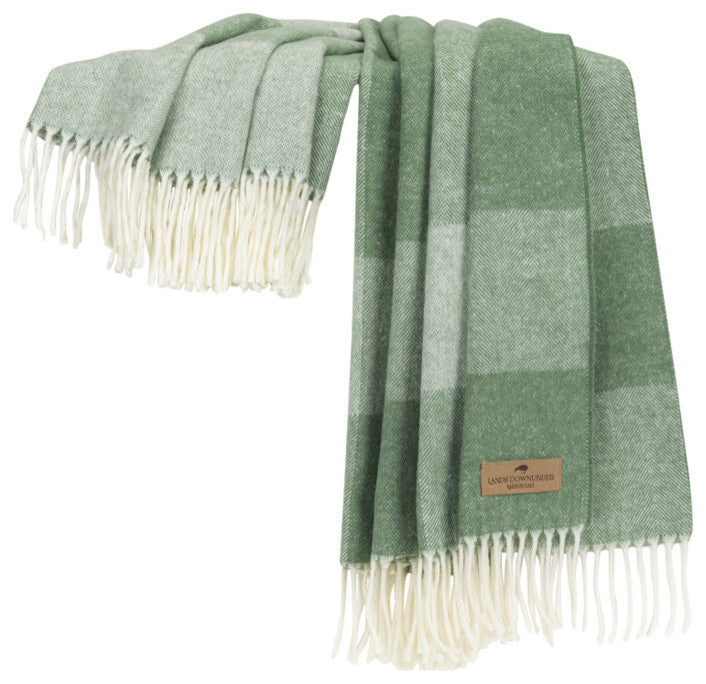 Hampton Plaid Italian Herringbone Throw, Olive