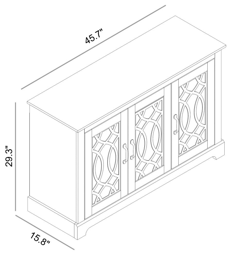 Raccon Wood 45.7 in. 3 Doors Sideboard with Adjustable Shelves, Ivory With Knotty Oak