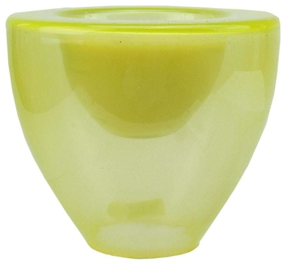 6" Green Torchiere Votive Candleholder With Wax Candle, Green