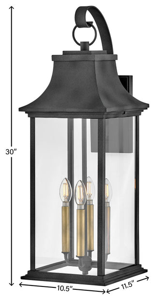 Hinkley Adair Large Wall Mount Lantern, Aged Zinc