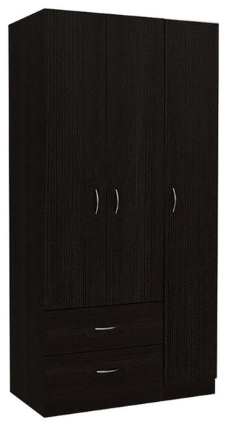 Home Square 2-Piece Set with 3 Door Wood Armoire and Nightstand