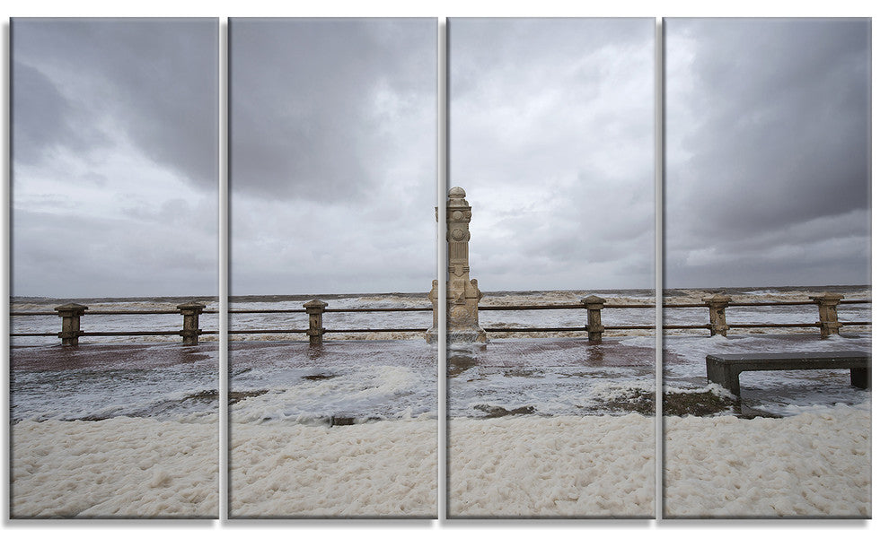 "Spring Storm in Uruguay Panorama" Sea Bridge Wall Art, 4 Panels, 48"x28"