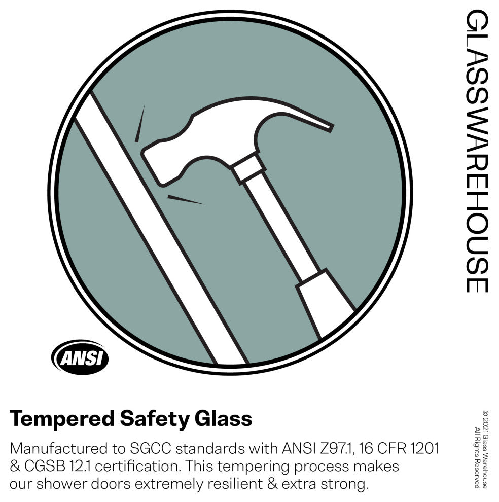 78"x44" Frameless Shower Door Single Fixed Panel, Matte Black