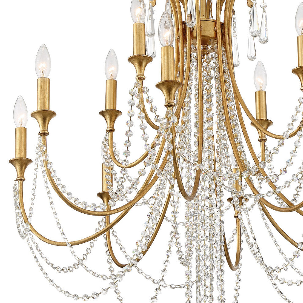 Crystorama ARC-1909-GA-CL-MWP, 12-Light Chandelier, Antique Gold