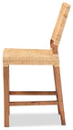 Lesia Bohemian Natural Brown Rattan and Walnut Brown Finished Wood Counter Stool